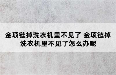 金项链掉洗衣机里不见了 金项链掉洗衣机里不见了怎么办呢